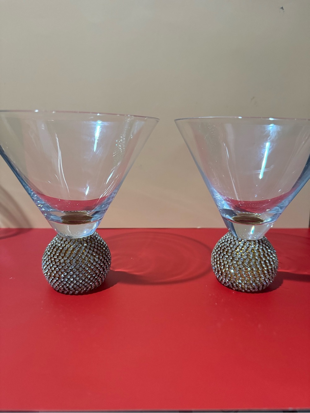 Pier 1 Elegant Gold Beaded-Base Martini Glasses - Set of 2 - 5” x 5”